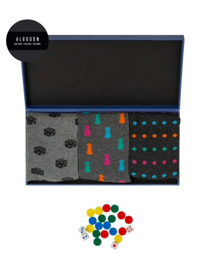 CAJA CALCETIN HOMBRE PACK3 PUNTO BLANCO