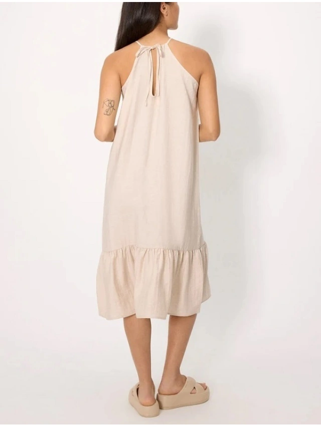 VESTIDO LARGO RECTO CON LINO Y. MORA